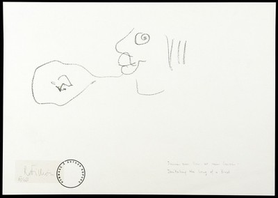 Fluxus ''...song of a bird'' 1979 Multiple Robert FILLIOU (1926-1987) handsigniert
