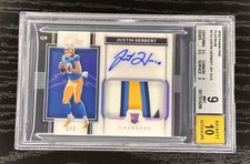 2020 Panini One Justin Herbert Platinum Rookie Patch Auto /3 BGS 9