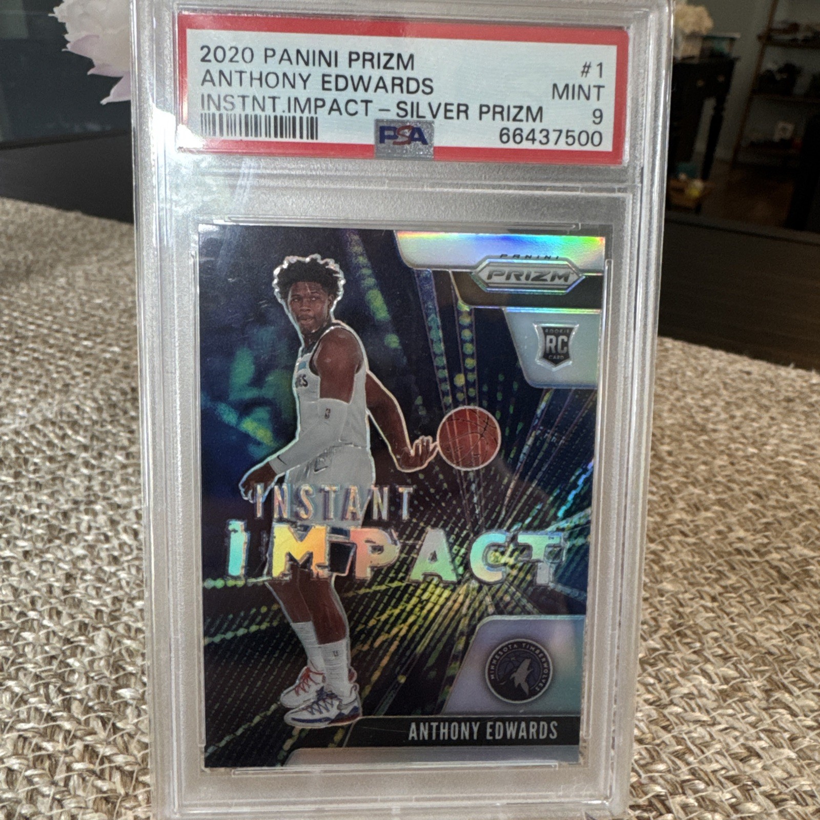 2020-21 Panini Prizm - Instant Impact Anthony Edwards #1 Silver Prizm (RC) PSA 9