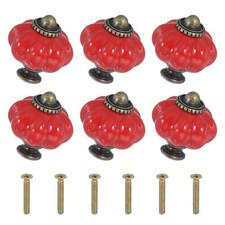 6 Pack Ceramic Knobs Pumpkin Ceramic Cabinet Drawer Knobs Red
