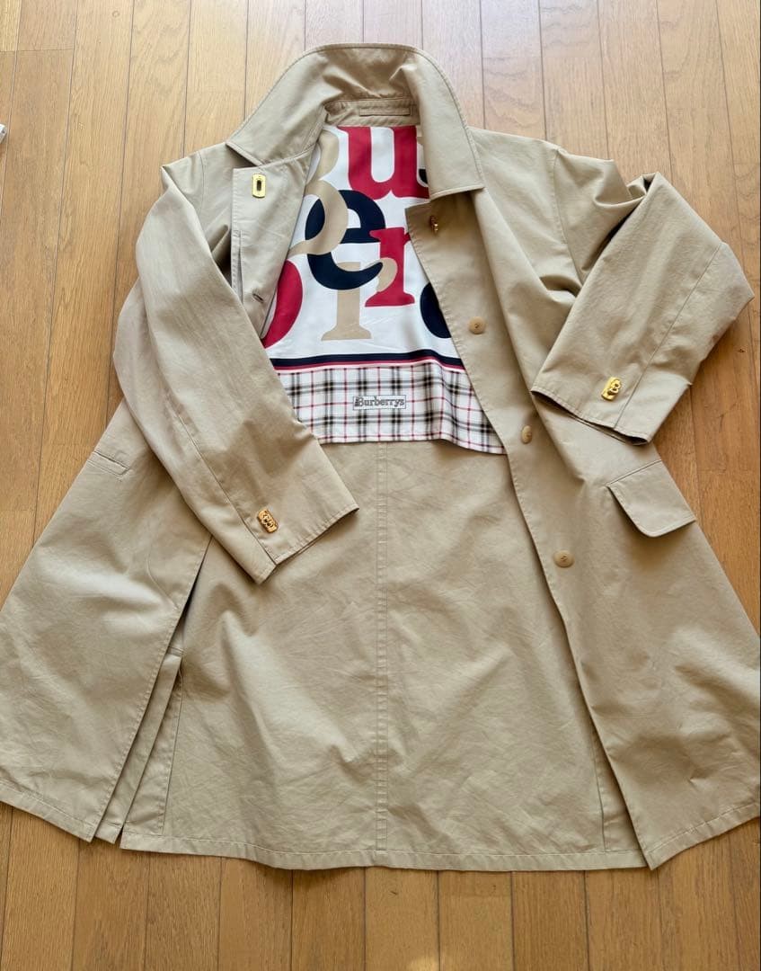 Burberry Trench Coat Beige Cotton With Gold Logo Size M For Women thumbnail 16
