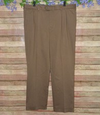 Roundtree Yorke Travel Smart Pants Men 40X34 Brown Core Comfort Waistband