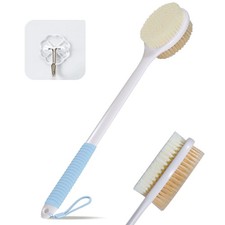 17 Inch Anti-Slip Long Handle Dual-Sided Shower Back Scrubber Brush Blue