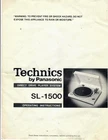 Original Technics SL-1500 Direct Drive Turntable Owner’s Instruction Manual