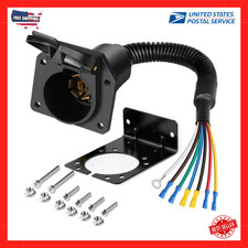 7 Way 7 Pin Trailer Plug Rv Socket Wiring Harness Kit Wbracket Screws For Truck