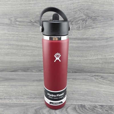 Hydro Flask 24 oz Wide Mouth Bottle with Flex Straw Cap Berry Burgundy |  eBay