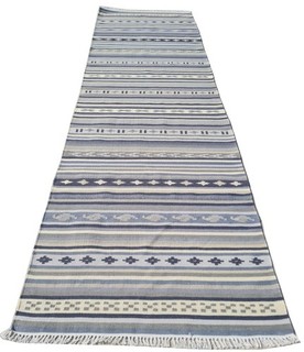 Hand Knotted Vintage Flat Weave Kilim Kilm Wool Area Runner Rug 8.1 x 2.5 Ft