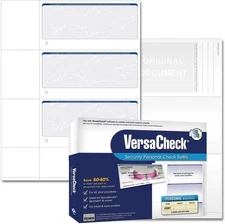 VersaCheck Secure Checks - 750 Blank Business or Personal 250 Sheets, Blue 