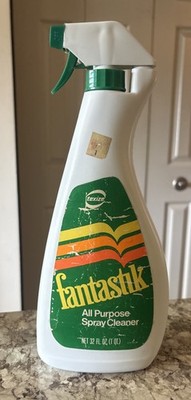 Vintage 1981 Fantastik All Purpose Cleaner Spray Bottle 32 OZ 90% Full Prop 80s