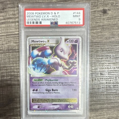 Pokémon Mewtwo LV.X Legends Awakened Holo Ultra Rare PSA 9 144/146 English 2008