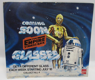 COMING SOON 1980 STAR WARS ESB Burger King Coca Cola Glasses STORE SIGN CM6716