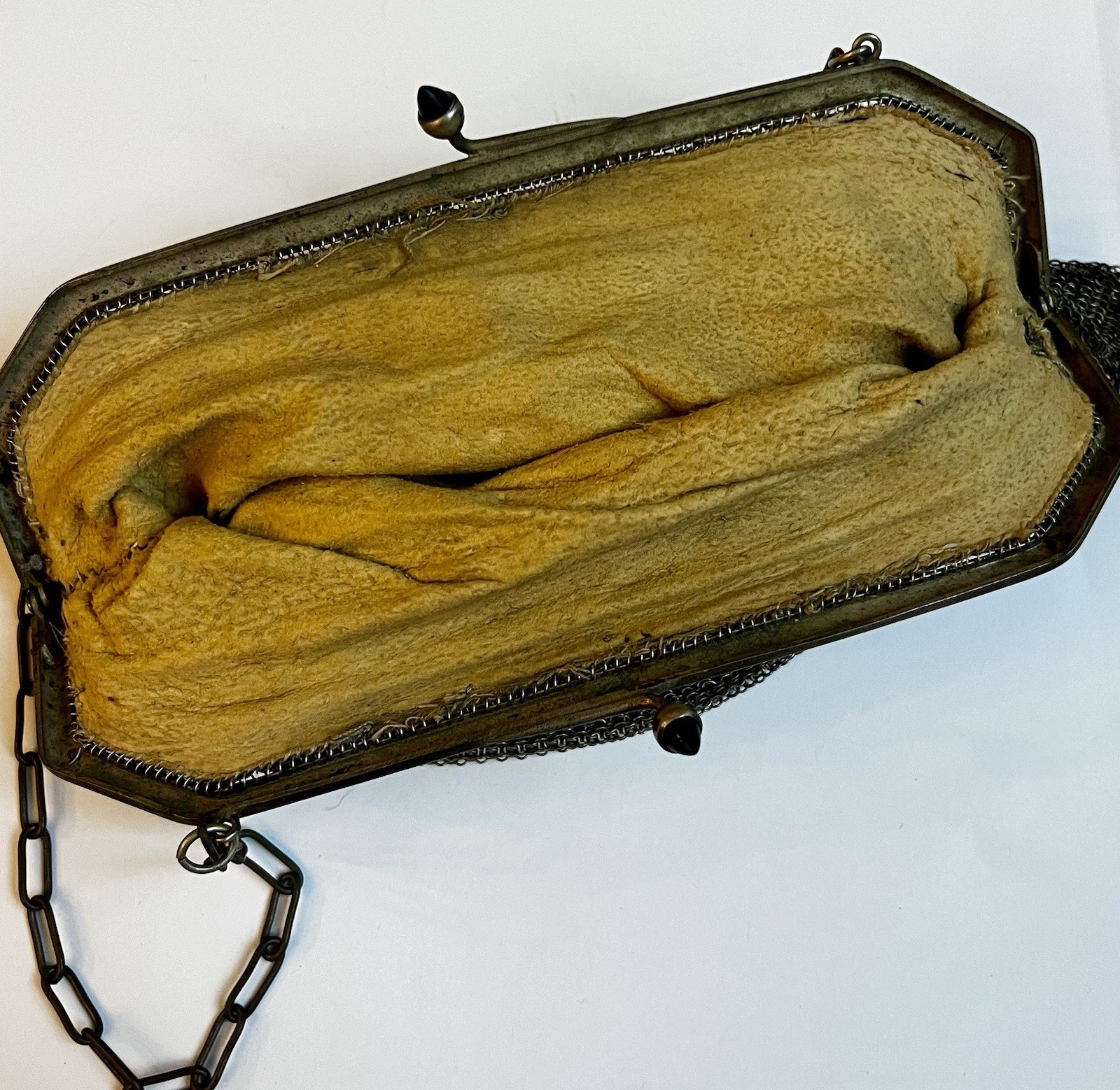 Antique Silver Colored Metal Mesh Purse - image 3