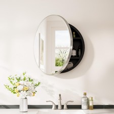 24" x 24" Round Medicine Cabinet Mirror, Brushed Nickel Mirror Medicine Cabin...