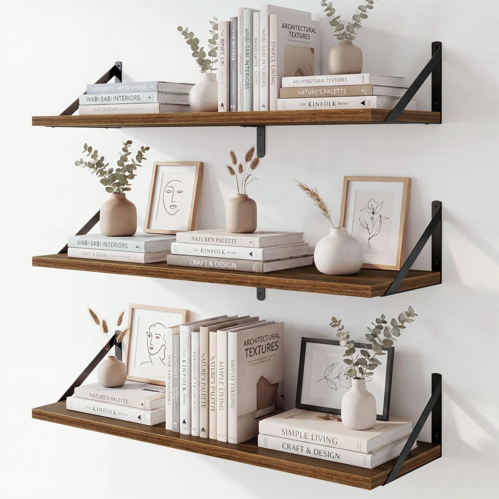 Fun Memories Floating Shelves 32 X 8 Inches Set Of 3 Wall-Mounted Bookshelves
