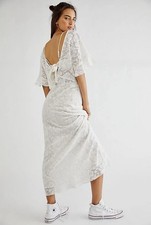 FREE PEOPLE Sz XS LIBBY LACE MIDI DRESS IVORY EUC