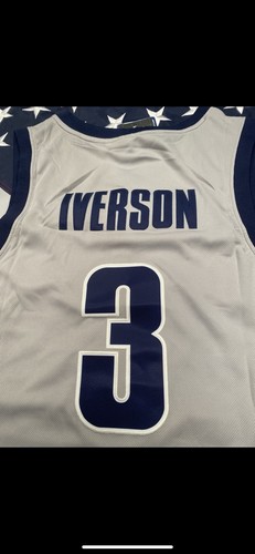 🏀🔥Allen Iverson Georgetown Hoyas Basketball Nike Men’s Gray Jersey Large🔥🏀 - Foto 5 di 5