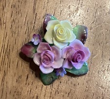 Vintage Bowker Bone China Floral Brooch With Original Box