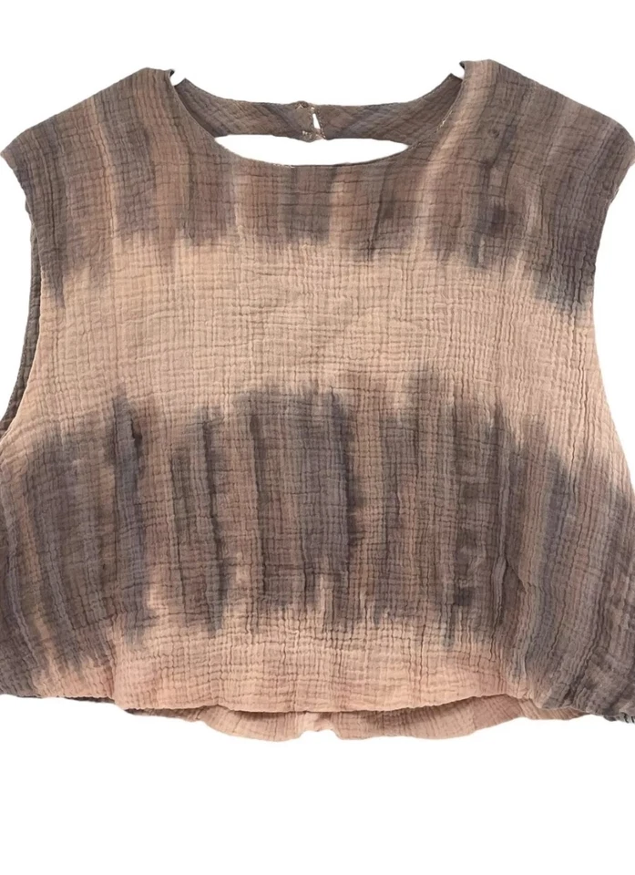 Blusa boho OneTeaspoon Bubble Top para mujer 2XL espalda abierta teñida a mano cielo ácido Foto 3 de 4