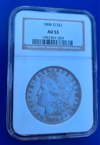 1896 O MORGAN SILVER $1 "NGC AU53" - KEY DATE COIN