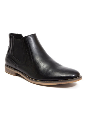 DEER STAGS Mens Black Goring Perforated Mikey Round Toe Block Heel Chelsea 12 M
