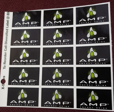 AMP Energy Drink Sticker Lot Craft Scrapbooking Junk Journal Skater Discontinued
