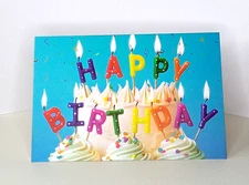 Happy Birthday Greeting Card, Happy Birthday, Birthday Cake with Candles
