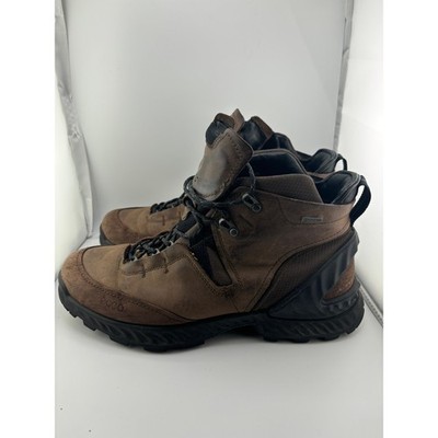 ECCO Exostrike Gore-Tex Mens Hiking Boots Brown Leather Michelin Sole 11-11.5