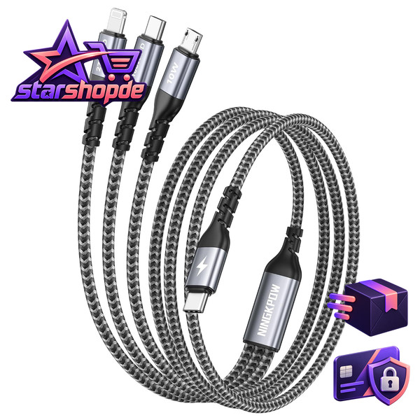 USB C Multi Ladekabel 100W 1,2M 3 In 1 Schnellladekabel FüR Smartphone-image