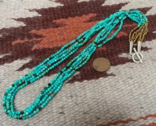 Gorgeous Southwest four-strands facet turquoise round bead necklace b226d-w1 