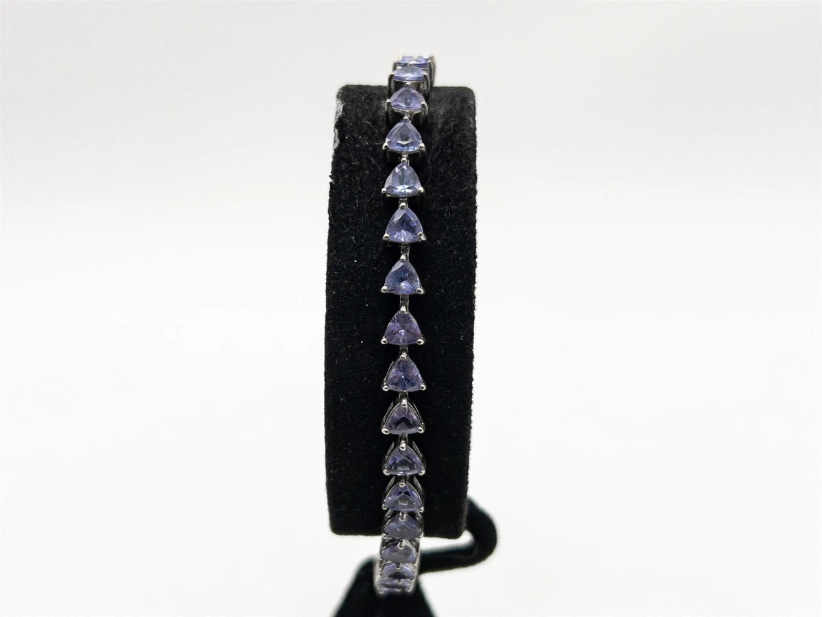 Bracelet Tennis Argent Sterling 925 Avec Tanzanite - Taille 7 - 5 Carats - Style Classique Poli