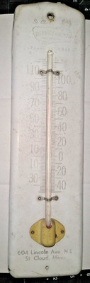 USED!! Vintage!! 11 11/16'' Tin Thermometer, ST. CLOUD MN