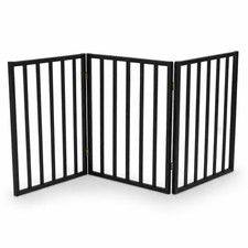 NEW! Black Dog Safety Folding Wooden Pet Gate Portable Indoor Barrier