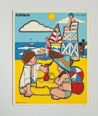 Vintage Playskool At The Beach 15 Piece Puzzle #33508 EVC