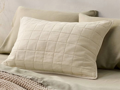Casaluna Heavyweight Quilted Rayon/Linen King Pillow Sham 20x36 Snowfall