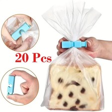 20 Pcs Reusable Blue Bread Bag Clips - Airtight Food Storage Sealing Clips