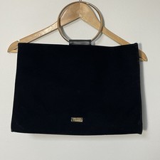 Carolina Herrera Black Velvet Good Girl Bag With Gold Ring Handles