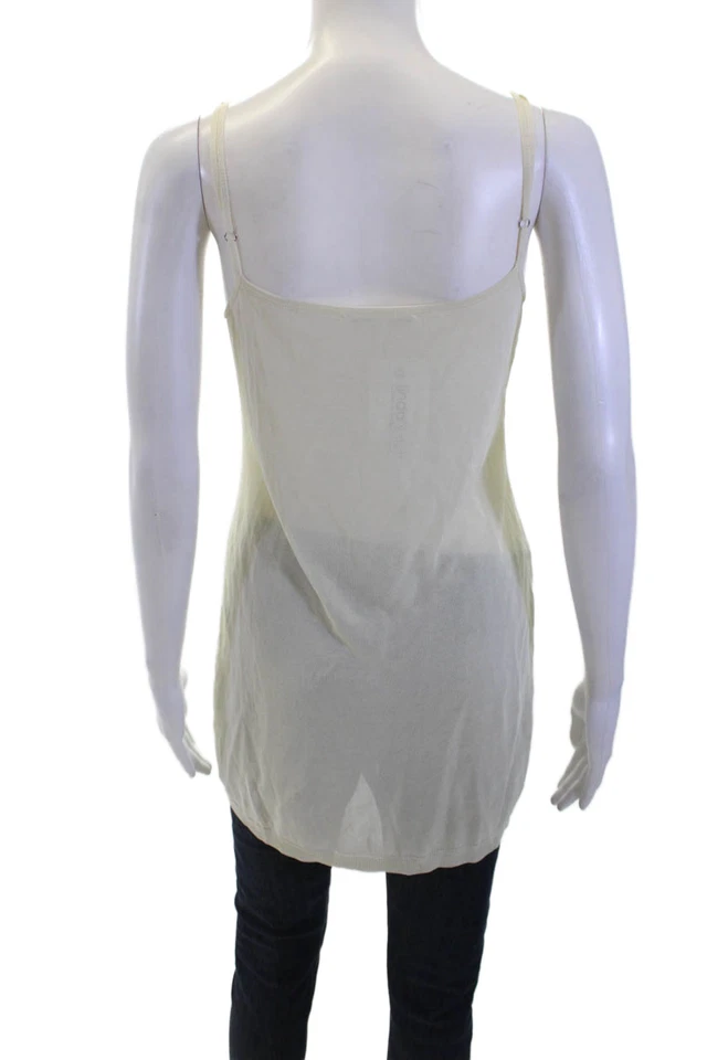 Frame Womens Textured Spaghetti Strap V-neck Tank Top Yellow Size S - Image 3 of 4