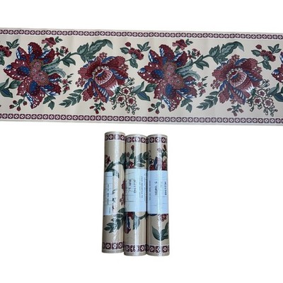 Katzenbach & Warren Vintage Wallpaper Border HC2194B Jacobean Floral 3 Rolls NEW
