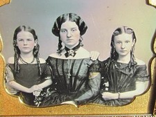 3 identified young girls daguerreotype photo by Samuel J. Miller of Akron Ohio