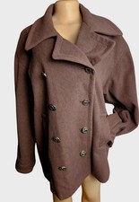 Vtg Ashley Scott Pea Coat Wool Blend Double-Breasted Women 12 Classic Timeless