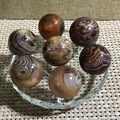 231g 7pcs Madagascar Crazy Lace Silk Ribbon agate rolling ball Gift base d95