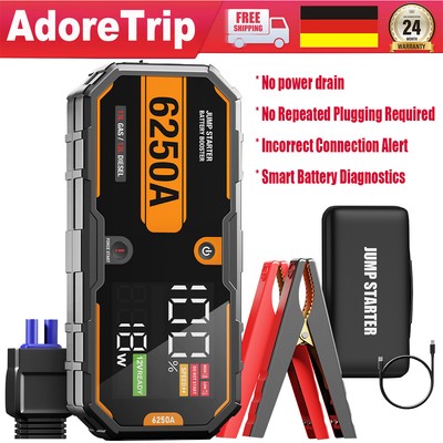 AdoreTrip 6250Amp Auto KFZ Starthilfe PowerBank Jump Starter Ladegerät Supersafe