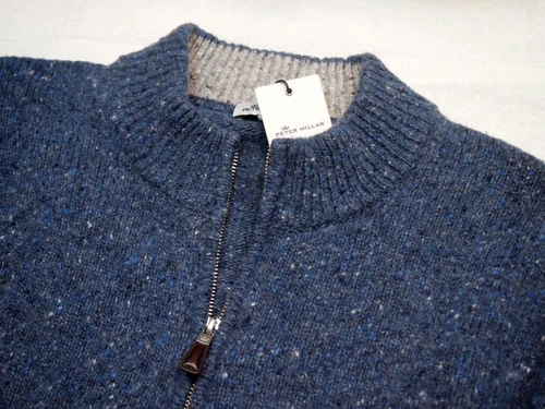 Peter Millar Wool Blend Tweed Quarter Zip Sweater NWT $278 XXL Blue - Picture 2 of 11