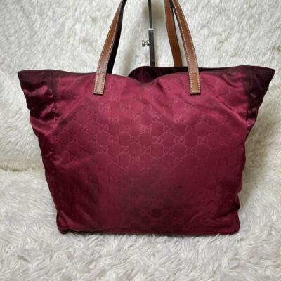 Gucci Nylon Tote Bag Auth Red Medium Women Italy 111622 | eBay
