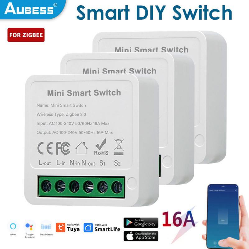 Aubess 1/2/3/4 CH 10A/16A Tuya DIY Zigbee Smart Switch 2-Way Control Light Relay