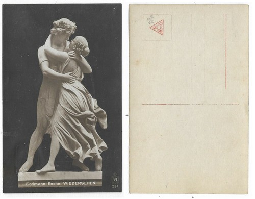 Postcard Statue Erdmann Encke Wiedersehen Male and Female Dancing Unused - 第 1/3 張圖片