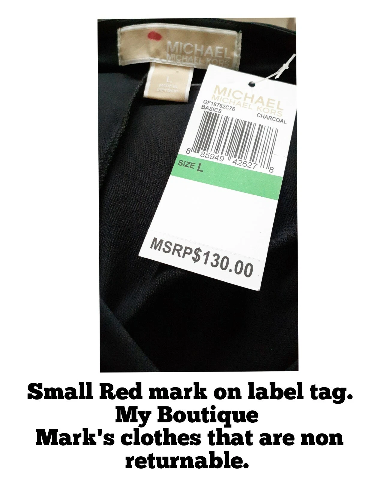 Abito Michael Kors grigio antracite manica lunga attorcigliato nodo O ring elasticizzato L $130