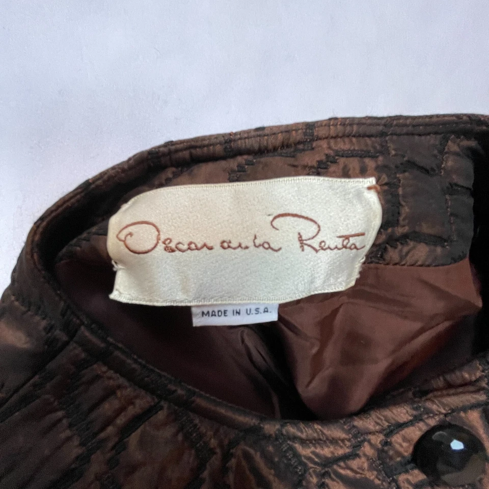 Chaqueta Blazer Oscar De La Renta Bergdorf Goodman Para Mujer 10 Cuadrada Acolchada Marrón Foto 3 de 4