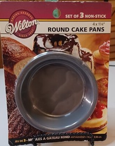 wilton set of 3 non-stick small mini cake pans 4" by 1¼" New