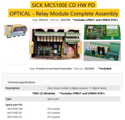 SICK MCS100E CD HW PD Digital Opto Interface PCBs PN - LPM27 / LPM26  
